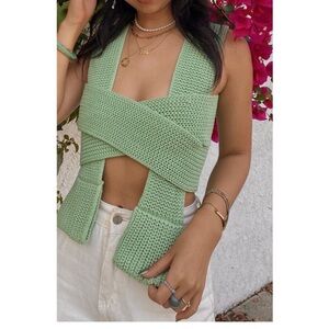 [SIMONETT] Convertible Knit Crochet Top